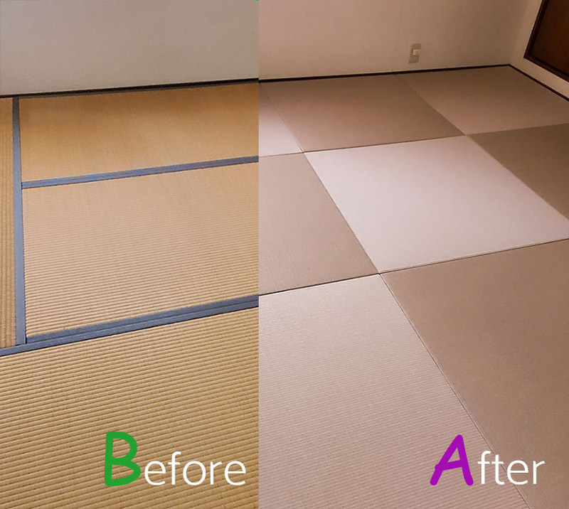 縁付きの畳から和紙の縁無し琉球畳へ