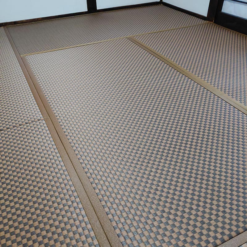 和紙畳・縁付き・ダイケン銀白市松＋畳縁ストリーム
